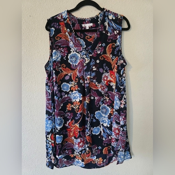 DR2 by Daniel Rainn Blouse XL Womens Colorful Print  Paisley Lightweight Artsy - Picture 2 of 14